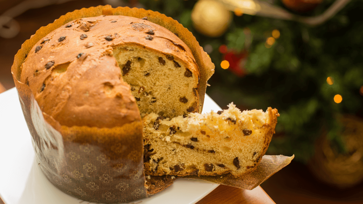 pannetone next to christmas tree holiday recipes from around the world