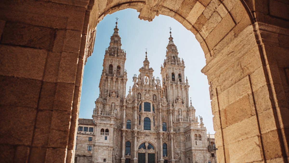 El idioma gallego oficial en la capital de Santiago de Compostela en Galicia.